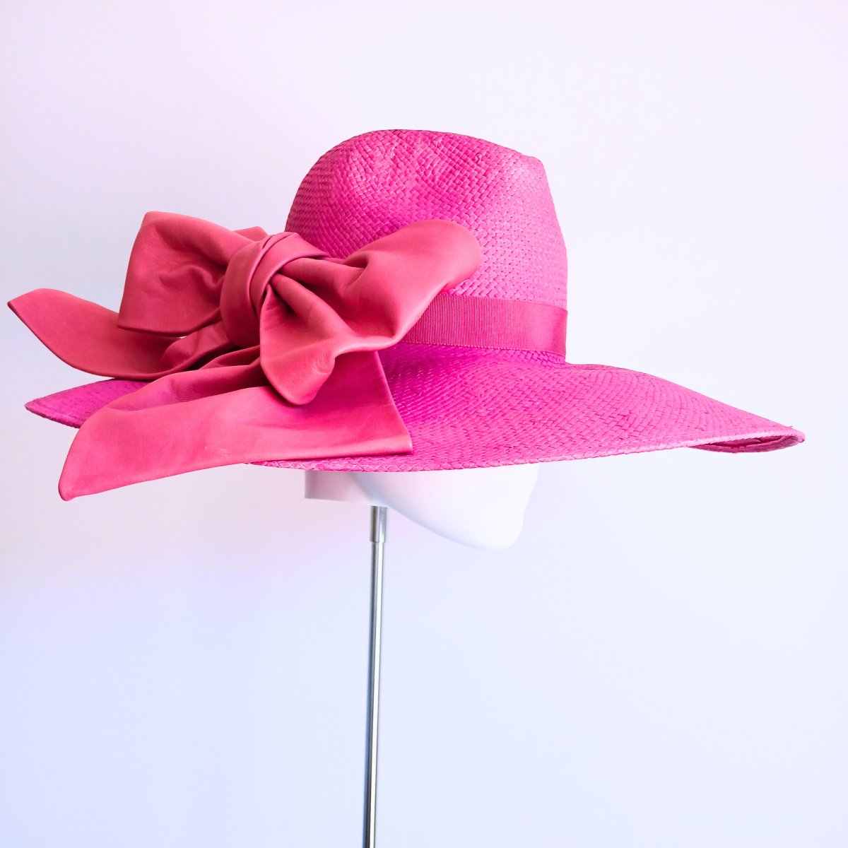 Hot pink leather store hat