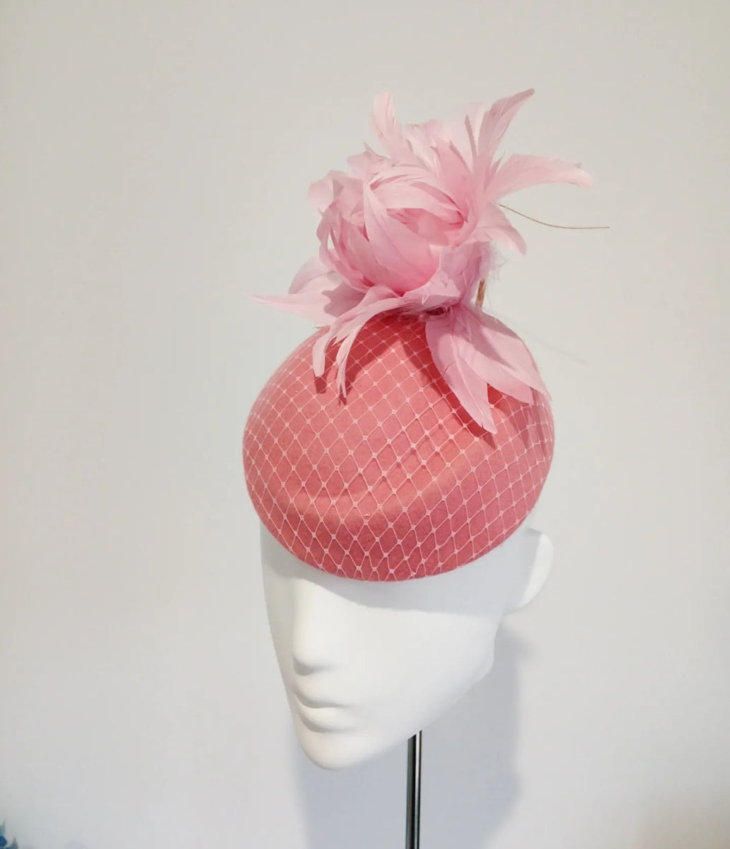 Women's Baby Pink Felt Feather Headpiece - Julie Herbert Millinery