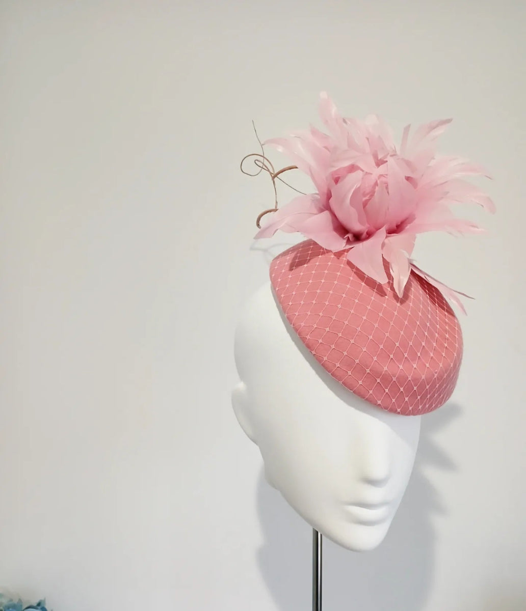 Women's Baby Pink Felt Feather Headpiece - Julie Herbert Millinery