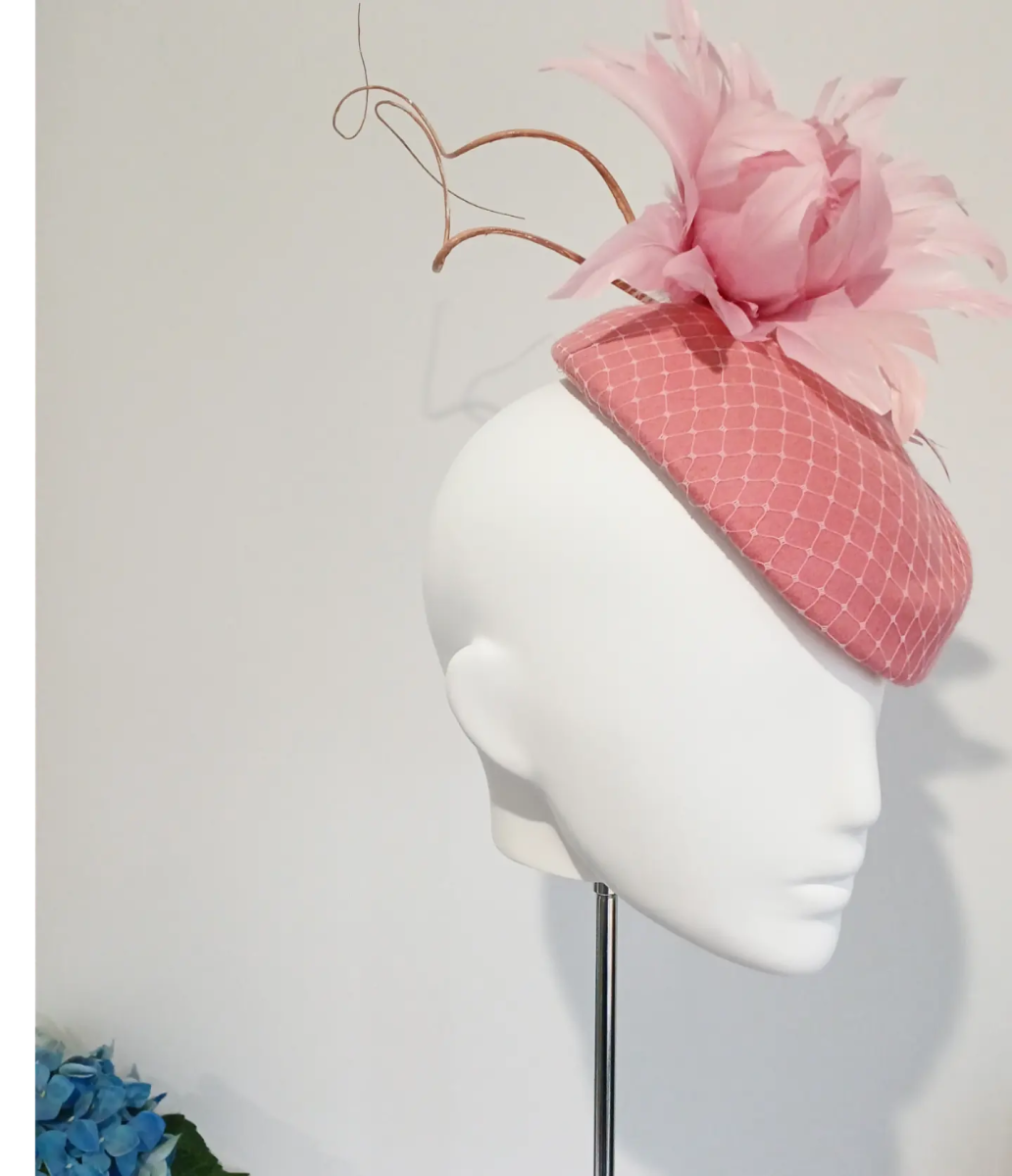 Women's Baby Pink Felt Feather Headpiece - Julie Herbert Millinery