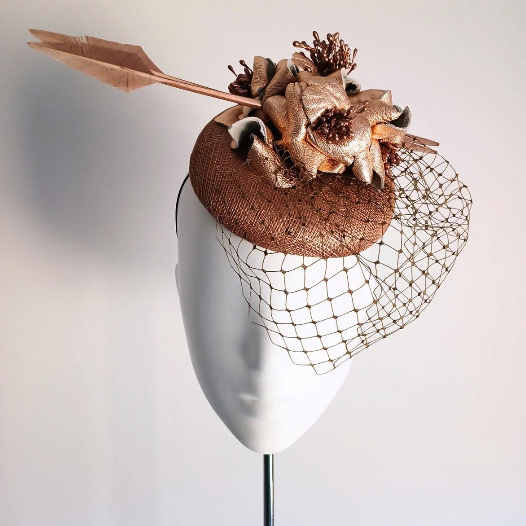 Women's Rose Gold Button headpiece - Julie Herbert Millinery