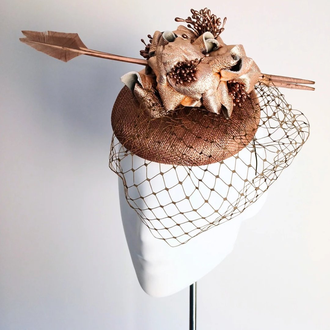 Women's Rose Gold Button headpiece - Julie Herbert Millinery