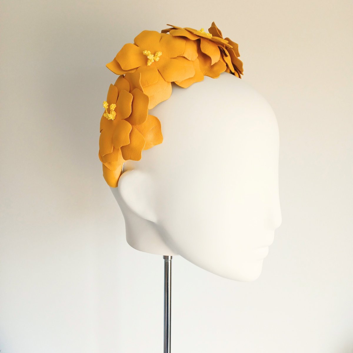 Women's Yellow Mustard Floral Headband - Julie Herbert Millinery