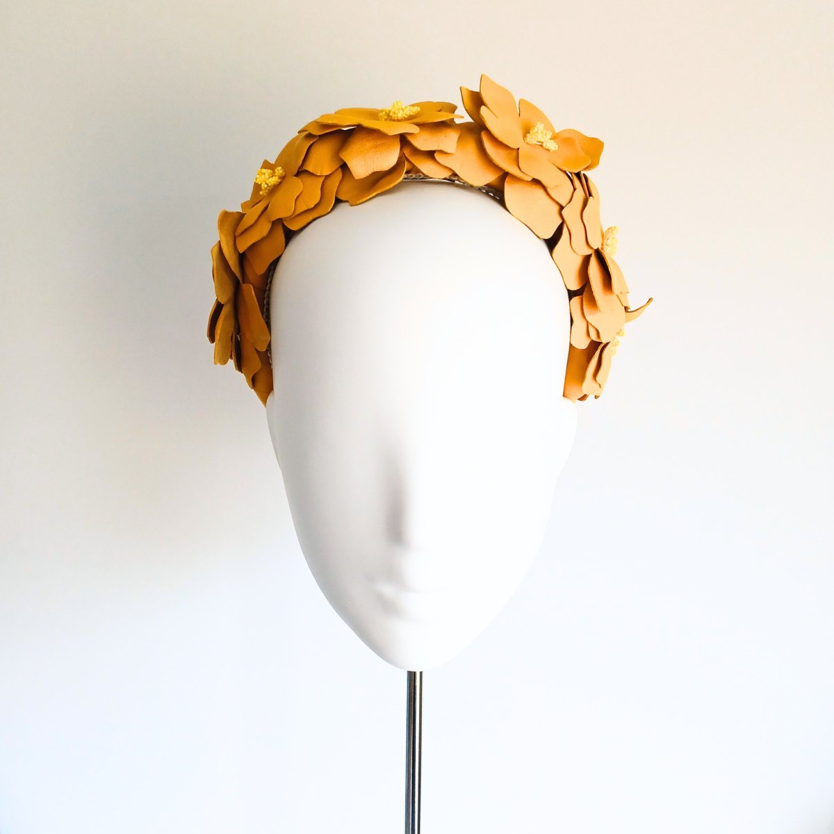 Women's Yellow Mustard Floral Headband - Julie Herbert Millinery