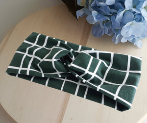 Green and white Ladies Twist Headband - Julie Herbert Millinery