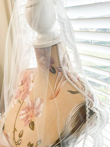 Ladies 45" Fingertip 1 Tier White Lace Tulle Bridal Veil - Julie Herbert Millinery