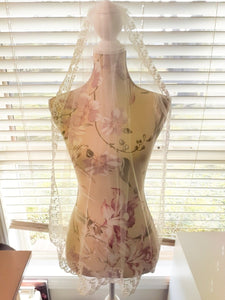Ladies 54" waltz white 1 tier tulle lace Bridal Veil - Julie Herbert Millinery