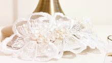 Ladies Swarovski Ivory Pearl and crystal guipure lace bridal headpiece - Julie Herbert Millinery