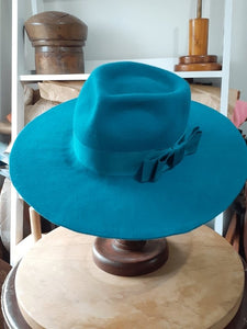 Peacock Teal Fur Felt Fedora Hat - Julie Herbert Millinery
