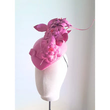 PINK LEATHER HEADPIECE WITH HANDCRAFTED FLOWERS - Julie Herbert Millinery