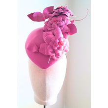 PINK LEATHER HEADPIECE WITH HANDCRAFTED FLOWERS - Julie Herbert Millinery