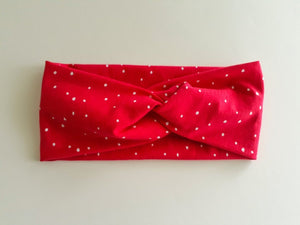Red and snow Ladies twist headband - Julie Herbert Millinery