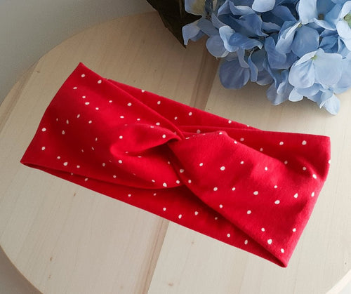 Red and snow Ladies twist headband - Julie Herbert Millinery