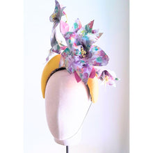 YELLOW LEATHER CROWN WITH SPRING FLOWERS - Julie Herbert Millinery